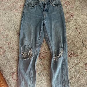 Distressed Blue Denim Jeans
